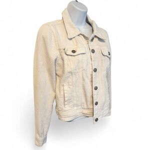 1 Sunset Lane Women's Cream Corduroy Button-Up Jacket Size Small